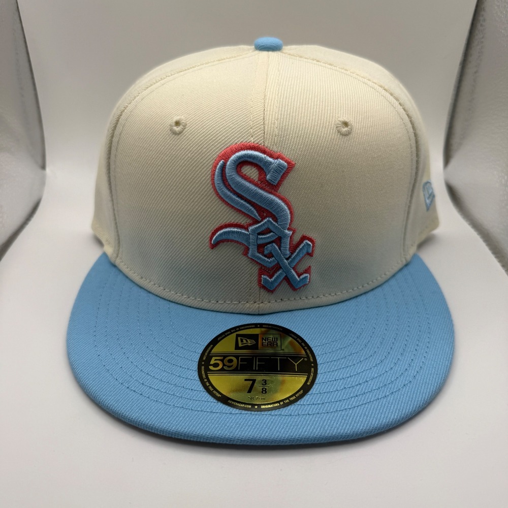 New Era 59FIFTY Chicago White Sox Hat 7 3/8 Cream Blue 2T Color Pack